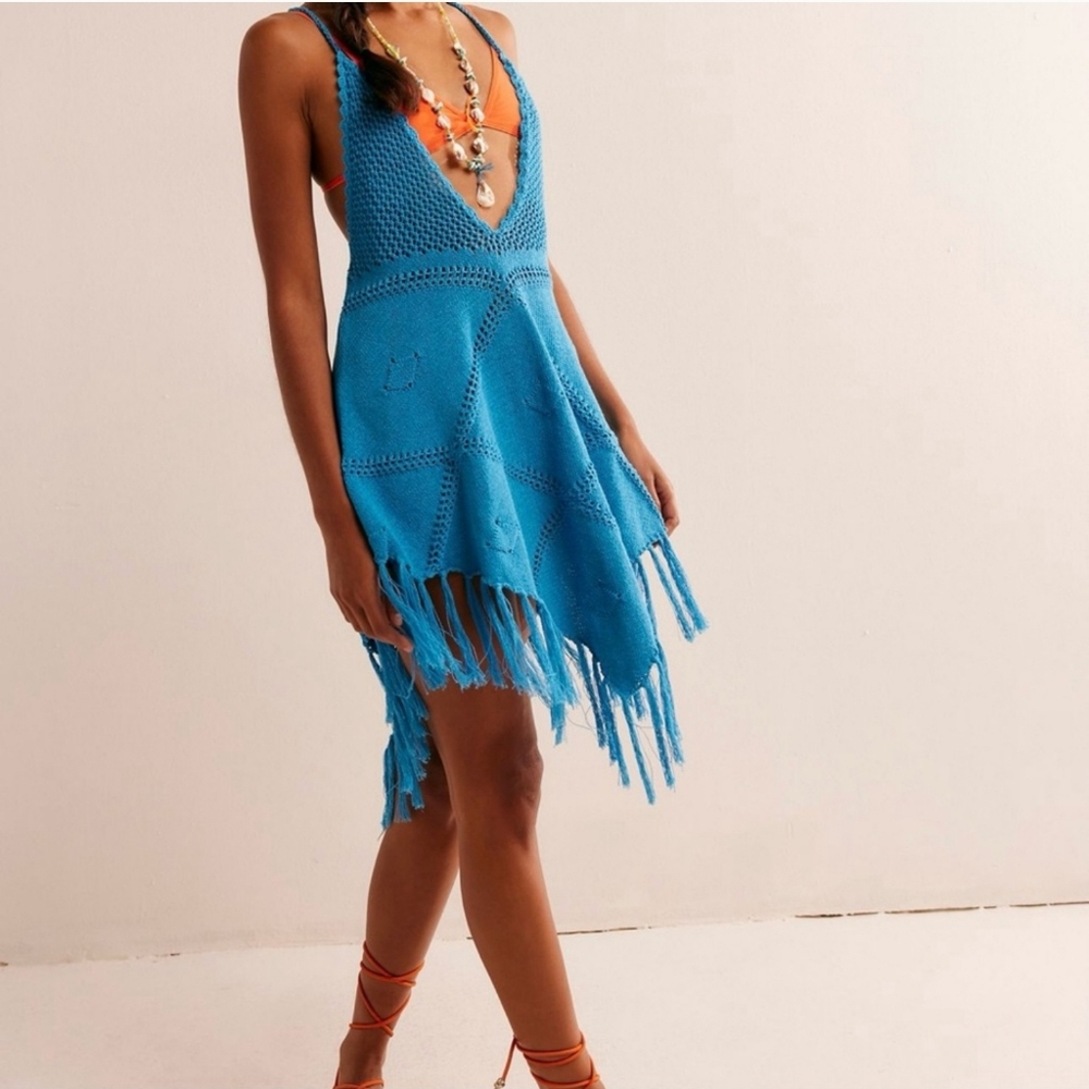 FREE PEOPLE Viola Fauxchet Mini in Malibu Blue NWT
